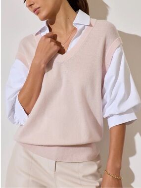NWT BROCHU WALKER Kate Shirt Looker Sweater Wool & Cashmere Size L